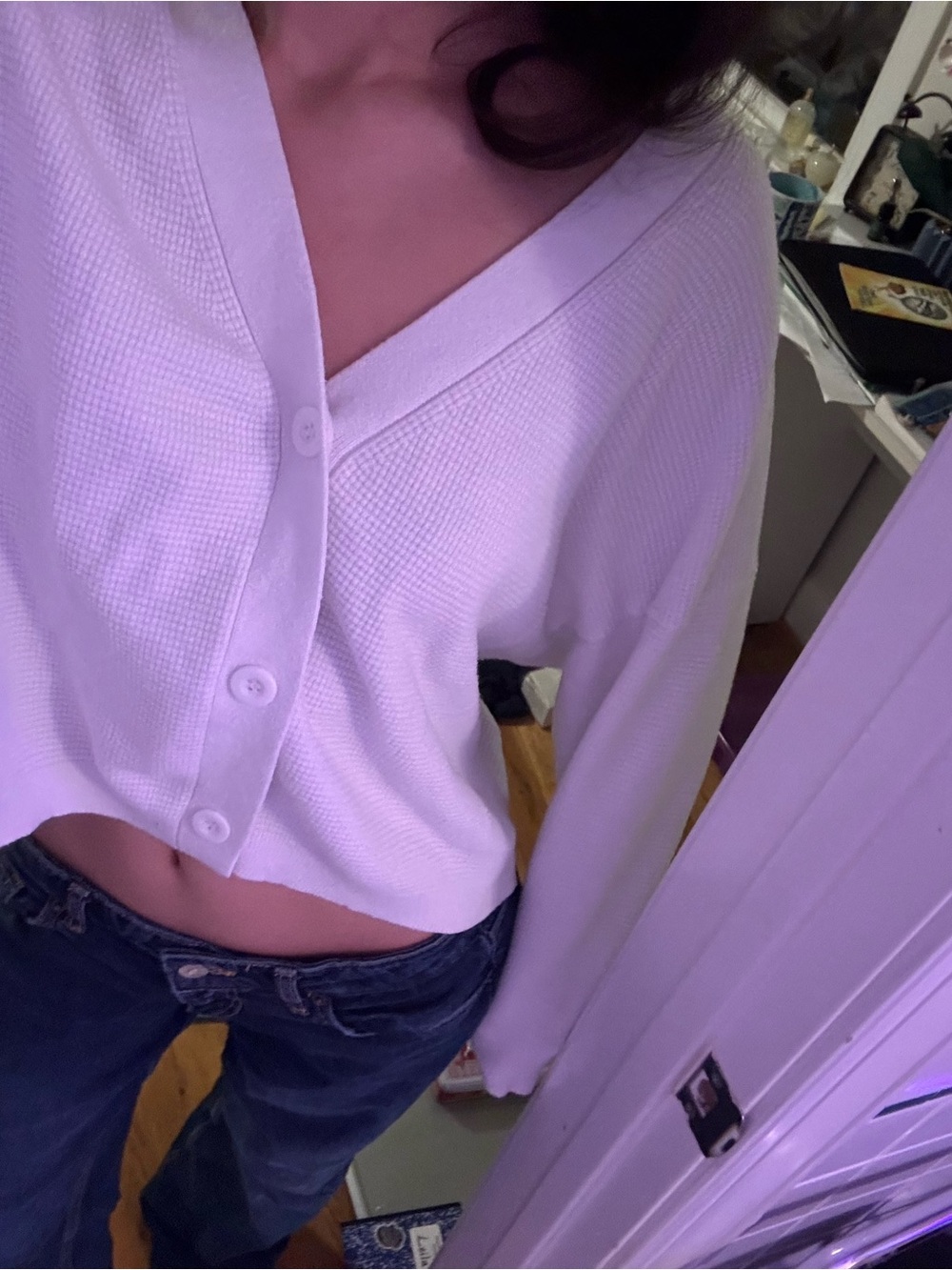 Princess Polly White Cropped Button-Front Cardigan